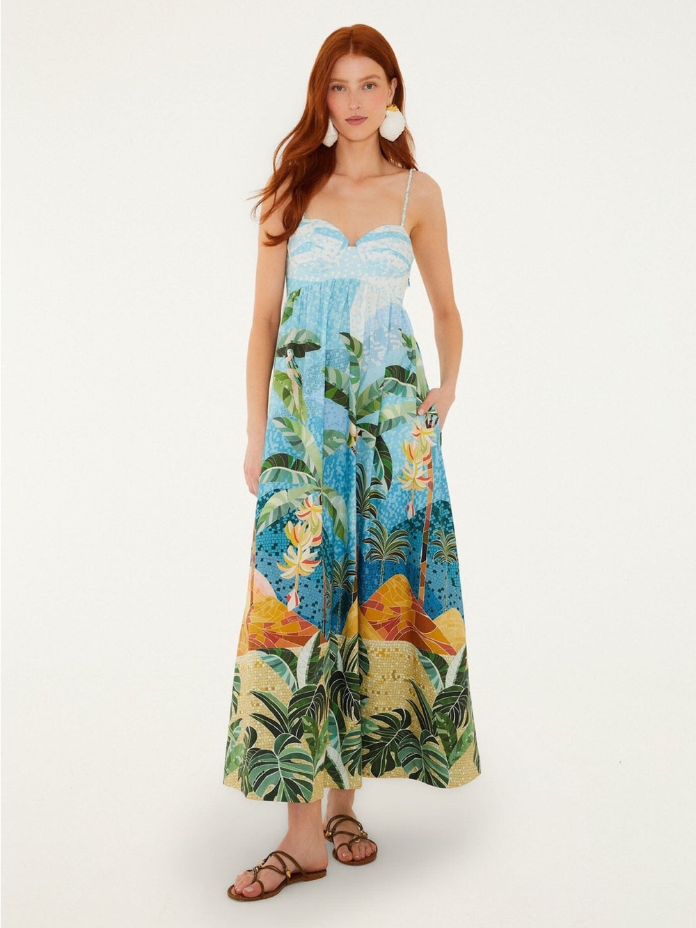 Multicolor Rio Mosaic Sweetheart Neck Maxi Dress NWT